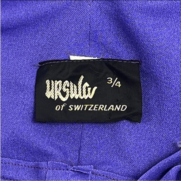 URSULA OF SWITZERLAND Vintage Asymmetrical Tiered Crepe Midi Dress 70s Wedding - Picture 7 of 9